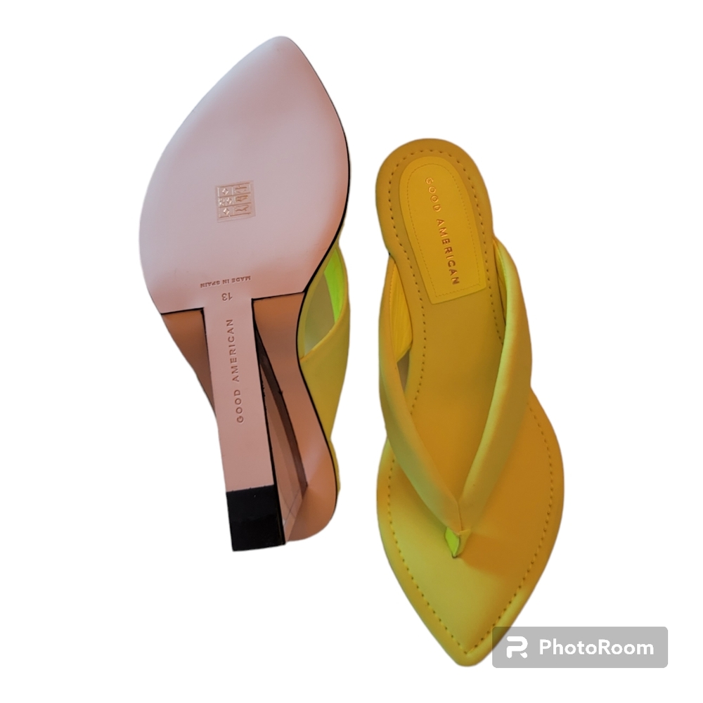 Good American Cinder F*cking-Rella Thong Sandal Chartreuse Size 13 GA077N-X NIB - Picture 5 of 16